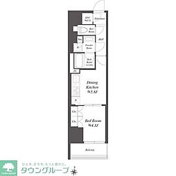 WORVE東京木場 1DKの間取図画像