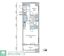 パークキューブ亀戸 1LDKの間取図画像