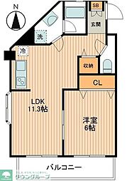 メゾンド冬木 1LDKの間取図画像