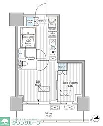 パークアクシス市川 1DKの間取図画像