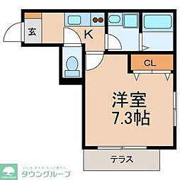 M'sキリンハウス 1Kの間取図画像