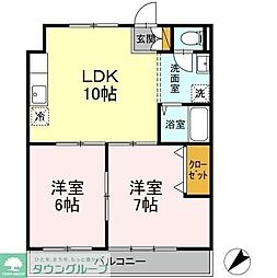 カジュアルコーポ 2LDKの間取図画像