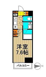 プラウドフラット門前仲町5 1Kの間取図画像