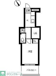 スカイコート門前仲町 1Kの間取図画像