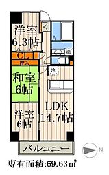 サンスカイ 3LDKの間取図画像