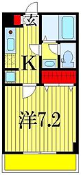 ジェンティーレ幕張本郷 3階1Kの間取り