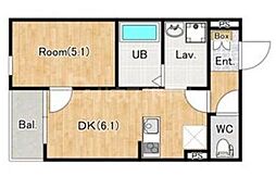 オードビー幕張本郷 3階1DKの間取り