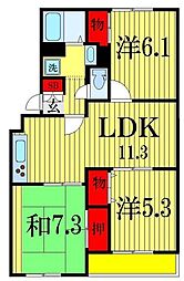 サンモール・オガワ 3LDKの間取図画像