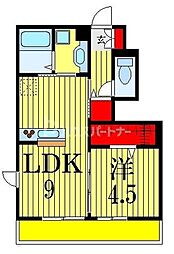 ジュネス前原 1LDKの間取図画像