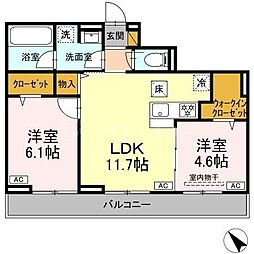 トロワ・プレール 2LDKの間取図画像