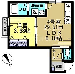 KH谷津 1LDKの間取図画像