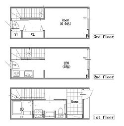 MOK-TERRACE SHINKEMIGAWA 1LDKの間取図画像