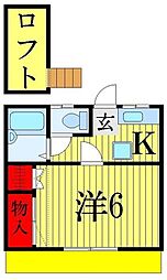 POKOS'ハウス 1Kの間取図画像