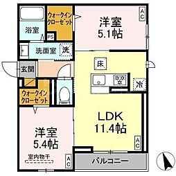 (仮称)前原東2丁目PJ 1LDKの間取図画像