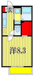 ブランラトゥール2 1Kの間取図画像