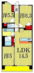 ザ・レジデンス津田沼奏の杜センターレジデンス 3LDKの間取図画像