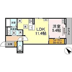 D-SOLACE幕張本郷2丁目 1LDKの間取図画像