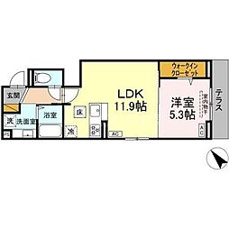 D-SOLACE幕張本郷2丁目 1LDKの間取図画像