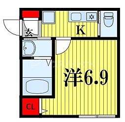 プレジール三山 1Kの間取図画像