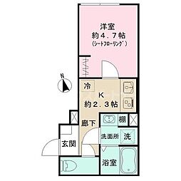 K&T 前原 1Kの間取図画像
