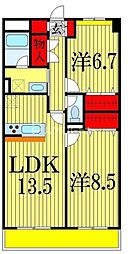 クィーンズパレス2 2LDKの間取図画像