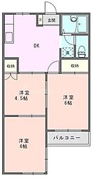 北谷ハイツ 3DKの間取図画像