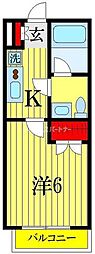 ビーアール津田沼 1Kの間取図画像