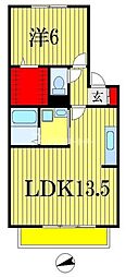 ウエストコート 1LDKの間取図画像