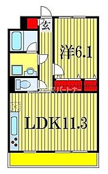 プライムヒルズ 1LDKの間取図画像