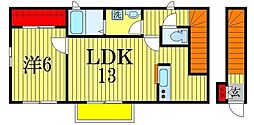 アゼリアハウス津田沼 1LDKの間取図画像