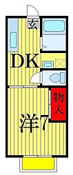 サンクレスト三山 1DKの間取図画像