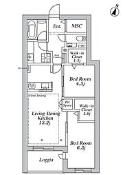 GREEN CREST 2LDKの間取図画像