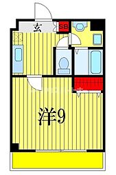 ブラン.ノワール 1Kの間取図画像