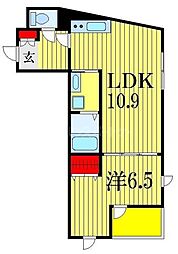 ソフィア・コート津田沼 1LDKの間取図画像