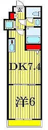 エクセレントコート津田沼 1DKの間取図画像