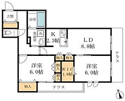 ヴィラブランシェ 2LDKの間取図画像