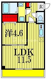 Asante稲毛海岸 1LDKの間取図画像