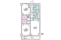カマクラ大船コーポ 2SLDKの間取図画像