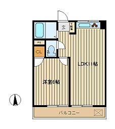 須賀ハイツ 1LDKの間取図画像