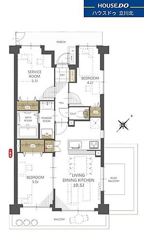 間取り モナーク福生　407号室 4階/-