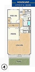 ライオンズマンション西国立 2LDKの間取図画像