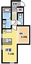 ティアリーゼ ワンルームの間取図画像