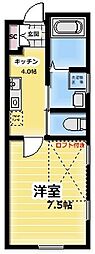 ティアリーゼ 1Kの間取図画像
