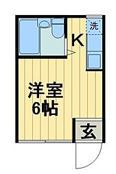 パークサイド瀬ケ崎 ワンルームの間取図画像