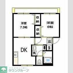 与野ロイヤルハイツ 2DKの間取図画像