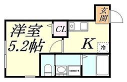 仮)エミネックス与野本町 1Kの間取図画像