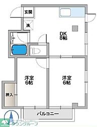 志賀パレスビル 2DKの間取図画像