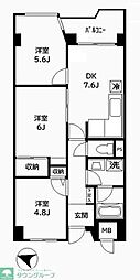 ファーストパレス与野本町 3DKの間取図画像