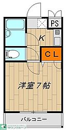 第六秋葉ビル 1Kの間取図画像