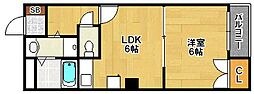 N.Y.K.針中野 1DKの間取図画像